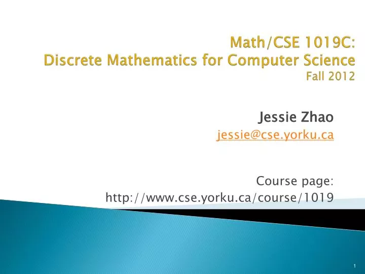 math cse 1019c discrete mathematics for computer science fall 2012
