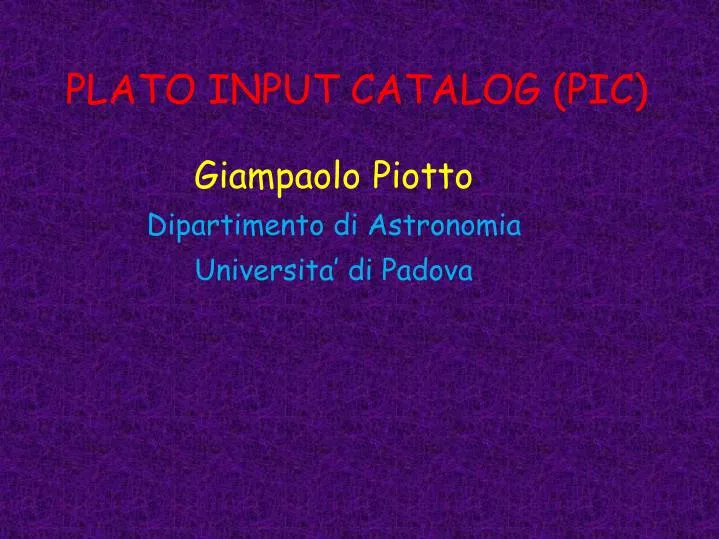 plato input catalog pic
