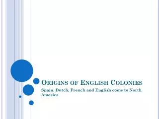 Origins of English Colonies