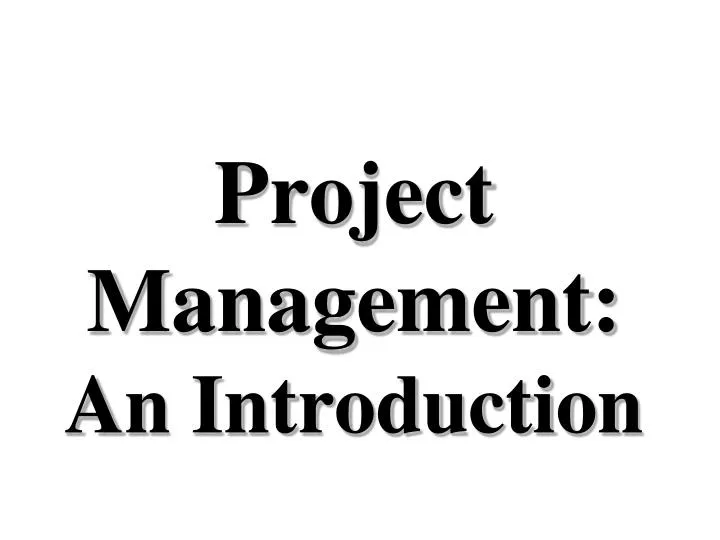 project management an introduction