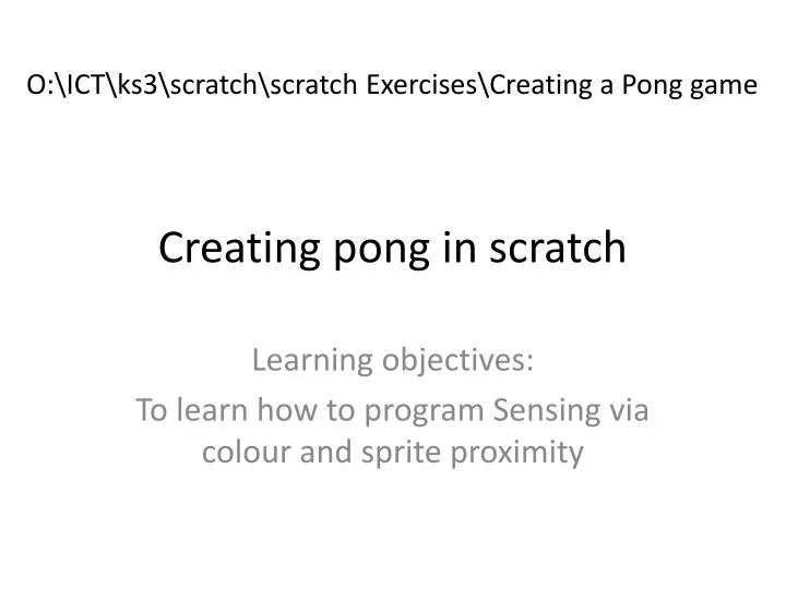 creating pong in scratch
