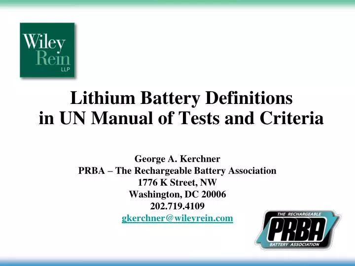 lithium battery definitions in un manual of tests and criteria