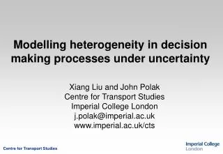Modelling heterogeneity in decision making processes under uncertainty