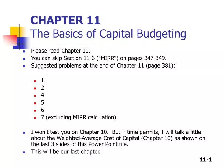 chapter 11 the basics of capital budgeting