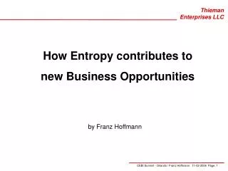 How Entropy contributes to new Business Opportunities