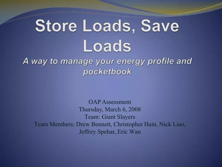 store loads save loads a way to manage your energy profile and pocketbook