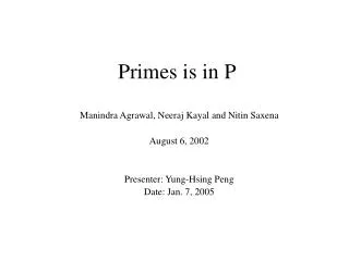 Primes is in P