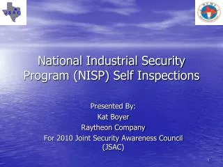 National Industrial Security Program (NISP) Self Inspections
