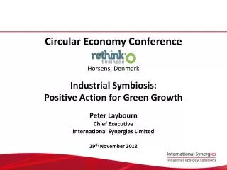 Circular Economy Conference Horsens, Denmark Industrial Symbiosis: