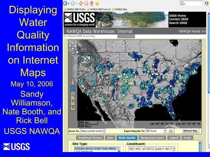 displaying water quality information on internet maps