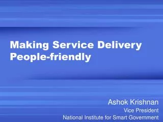 Making Service Delivery People-friendly