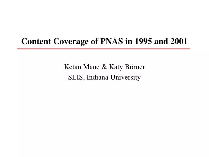 content coverage of pnas in 1995 and 2001