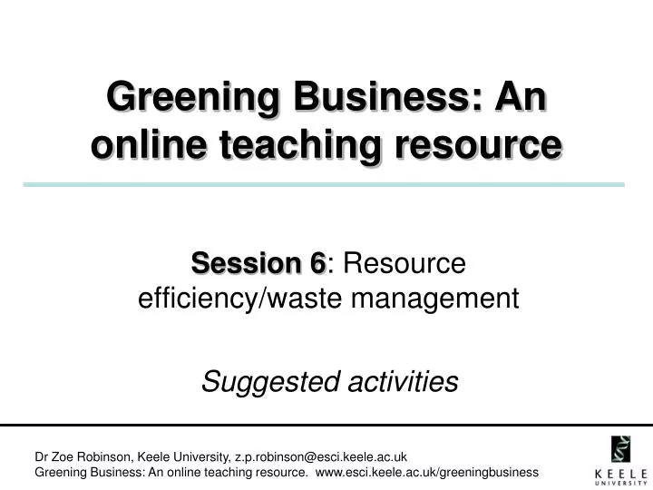 greening business an online teaching resource