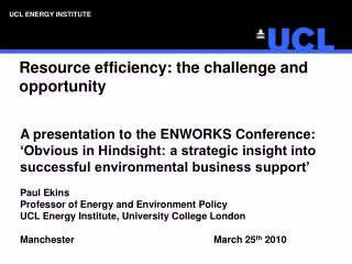 Resource efficiency: the challenge and opportunity