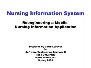 Nursing Information System Reengineering a Mobile Nursing Information Application