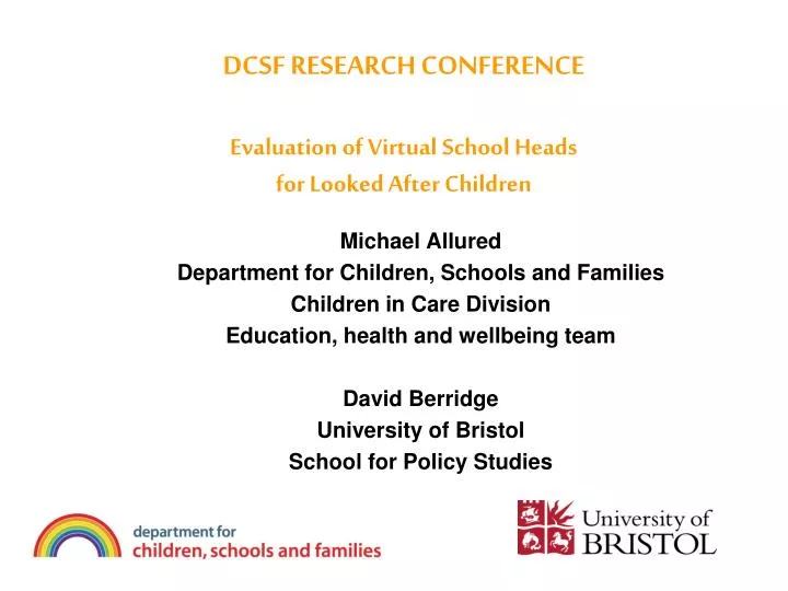 dcsf research conference evaluation of virtual school heads for looked after children