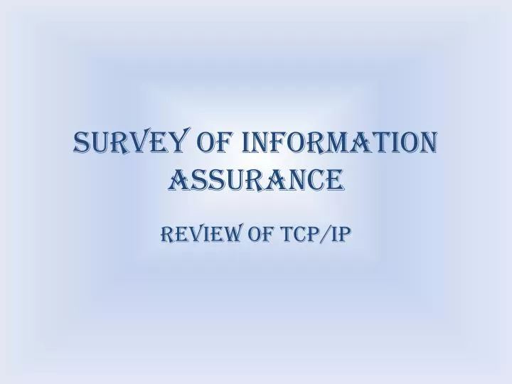 survey of information assurance