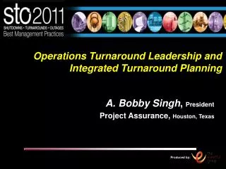 Operations Turnaround Leadership and Integrated Turnaround Planning