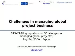 Challenges in managing global project business