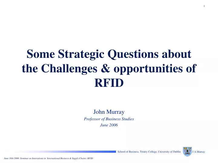 some strategic questions about the challenges opportunities of rfid