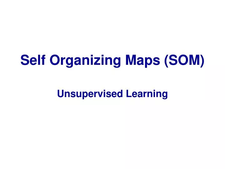 self organizing maps som
