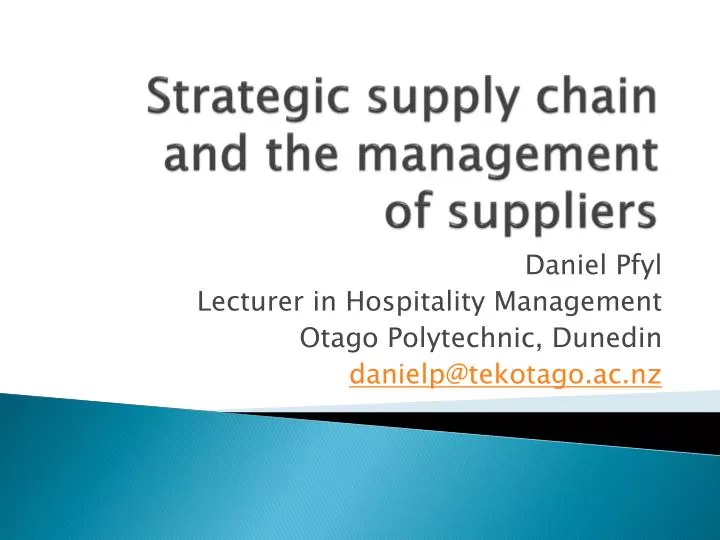 strategic supply chain and the management of suppliers