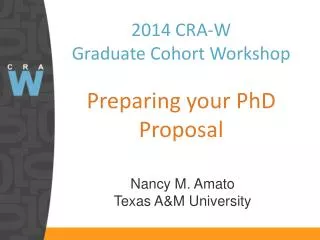 2014 CRA-W Graduate Cohort Workshop