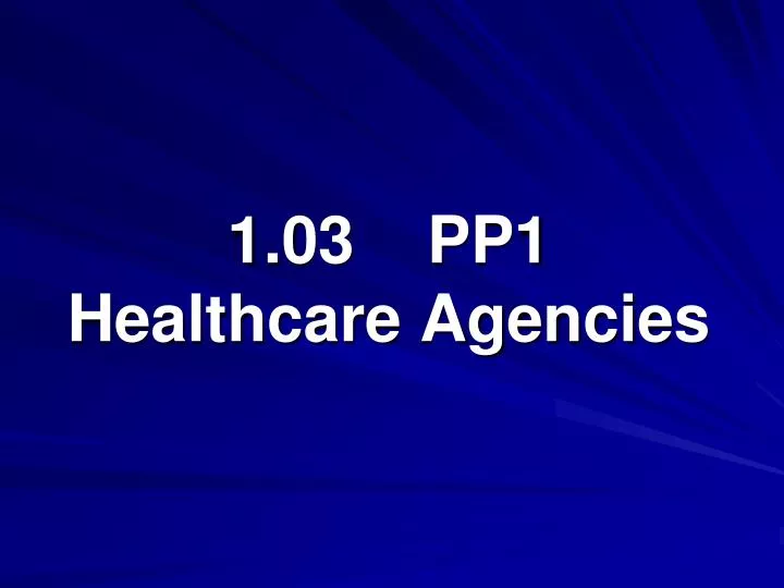 1 03 pp1 healthcare agencies