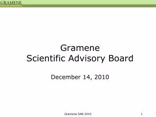 Gramene Scientific Advisory Board December 14, 2010