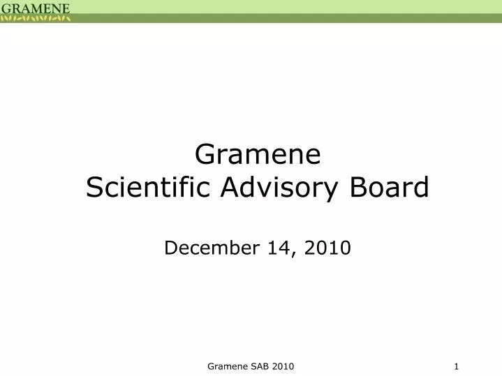 gramene scientific advisory board december 14 2010