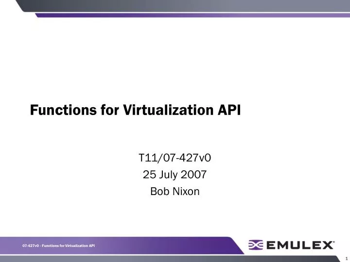 functions for virtualization api
