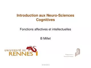 introduction aux neuro sciences cognitives fonctions affectives et intellectuelles b millet