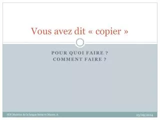 vous avez dit copier
