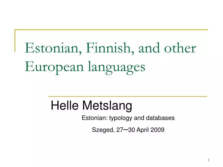 estonian finnish and other european languages