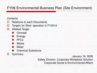 FY06 Environmental Business Plan (Site Environment)