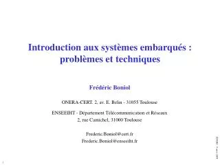 introduction aux syst mes embarqu s probl mes et techniques