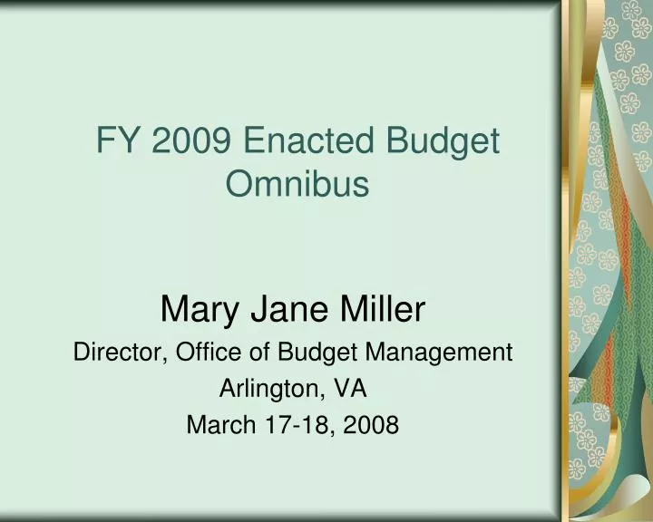 fy 2009 enacted budget omnibus