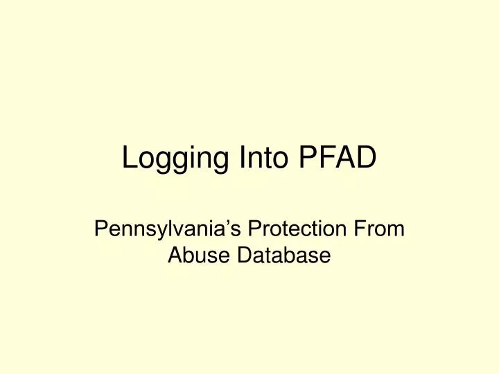 logging into pfad