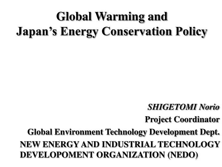 global warming and japan s energy conservation policy