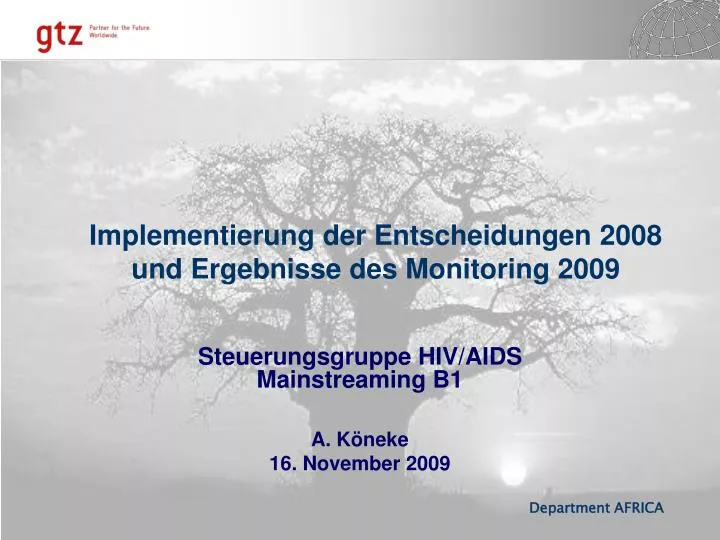 steuerungsgruppe hiv aids mainstreaming b1 a k neke 16 november 2009