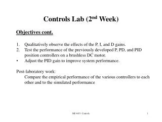 Controls Lab (2 nd Week) ?
