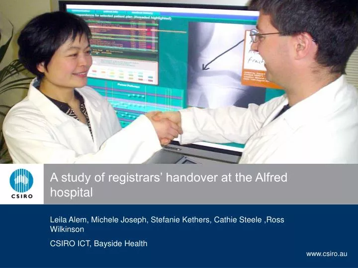 a study of registrars handover at the alfred hospital