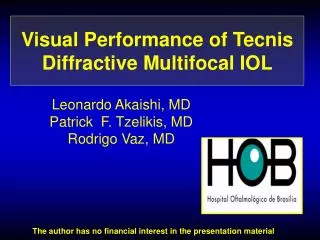 Visual Performance of Tecnis Diffractive Multifocal IOL