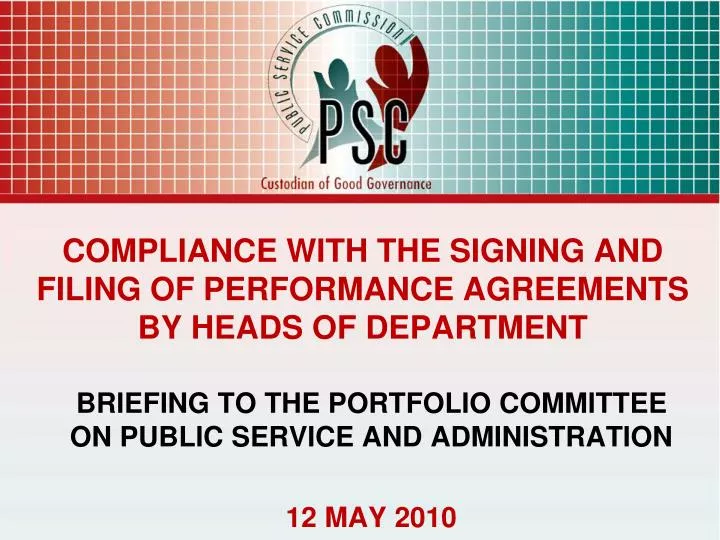 compliance with the signing and filing of performance agreements by heads of department