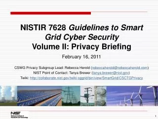NISTIR 7628 Guidelines to Smart Grid Cyber Security Volume II: Privacy Briefing