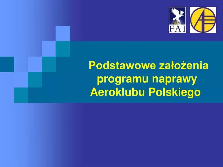 podstawowe za o enia programu naprawy aeroklubu polskiego