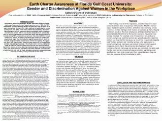 Earth Charter Awareness at Florida Gulf Coast University: