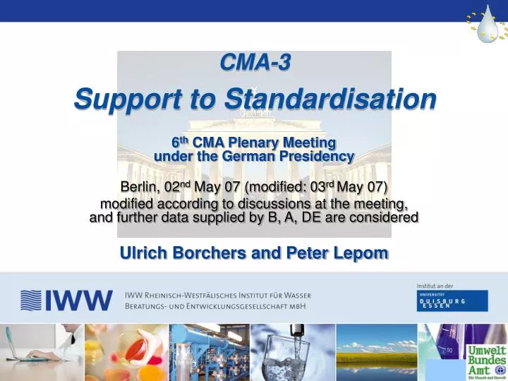 cma 3 support to standardisation