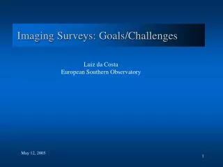 Imaging Surveys: Goals/Challenges