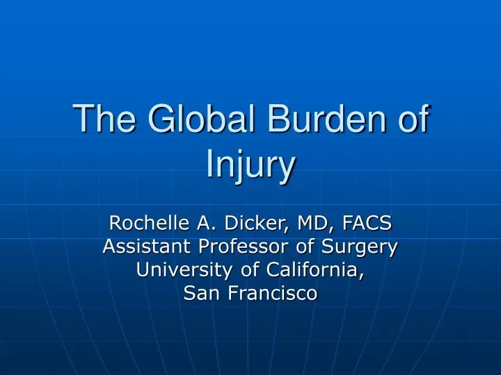 the global burden of injury